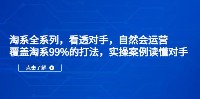 淘系全系列，看透对手，自然会运营，覆盖淘系99%·打法，实操案例读懂对手网创吧-网创项目资源站-副业项目-创业项目-搞钱项目搞钱网创吧