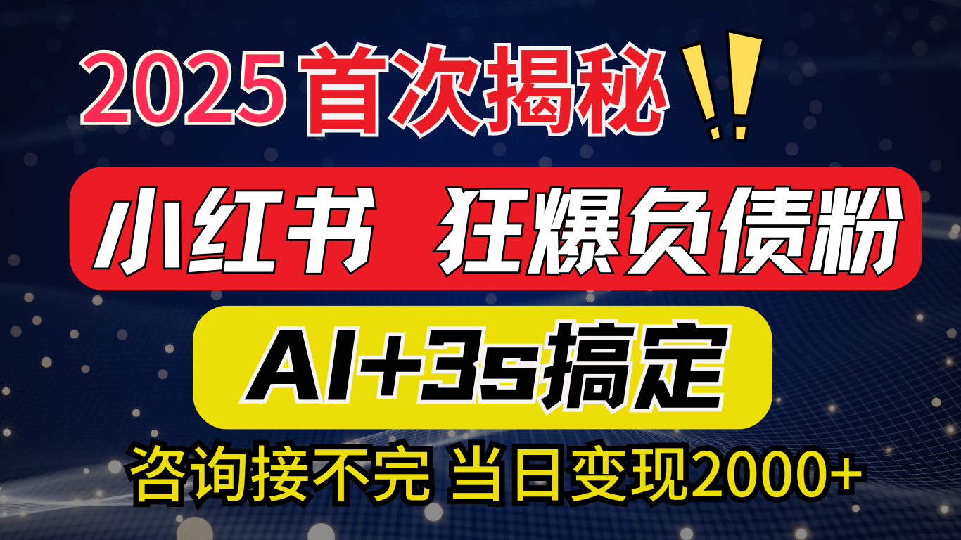 2025引流天花板：最新小红书狂暴负债粉思路，咨询接不断，当日入2000+搞钱网创吧-网创项目资源站-副业项目-创业项目-搞钱项目搞钱网创吧