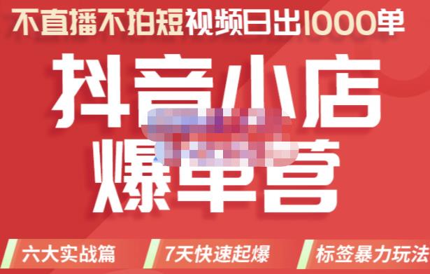 2022年抖音小店爆单营，不直播、不拍短视频、日出1000单，暴力玩法搞钱网创吧-网创项目资源站-副业项目-创业项目-搞钱项目搞钱网创吧