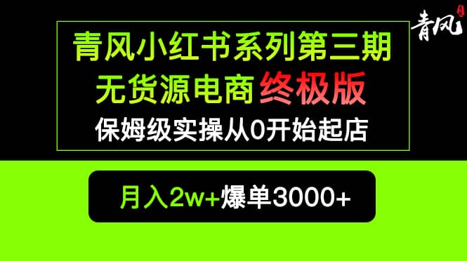 小红书无货源电商爆单终极版【视频教程+实战手册】保姆级实操从0起店爆单网创吧-网创项目资源站-副业项目-创业项目-搞钱项目搞钱网创吧