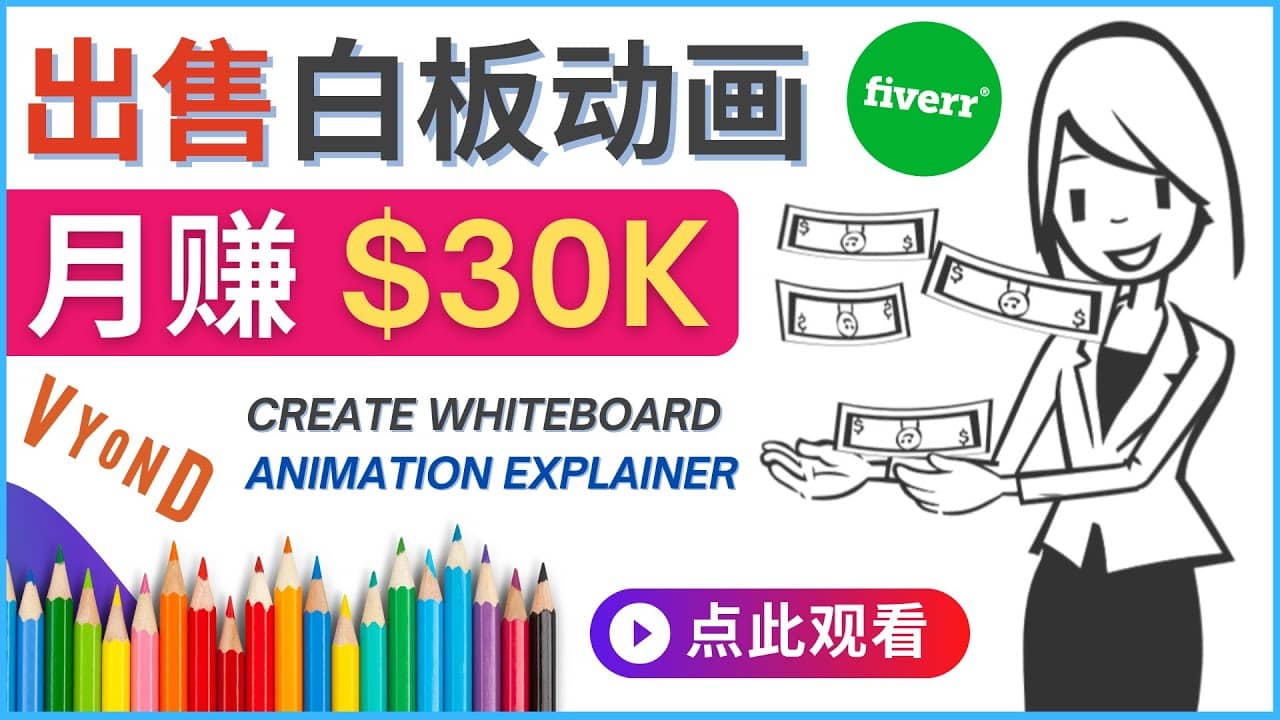 如何用最简单制作白板动画（WhiteBoard Animation）月赚3万美元网创吧-网创项目资源站-副业项目-创业项目-搞钱项目搞钱网创吧