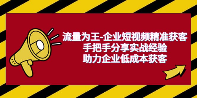 流量为王-企业 短视频精准获客，手把手分享实战经验，助力企业低成本获客网创吧-网创项目资源站-副业项目-创业项目-搞钱项目搞钱网创吧