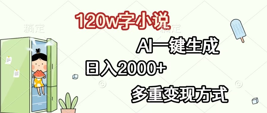 120w字小说，AI一键生成，日入2000+，多重变现方式网创吧-网创项目资源站-副业项目-创业项目-搞钱项目搞钱网创吧