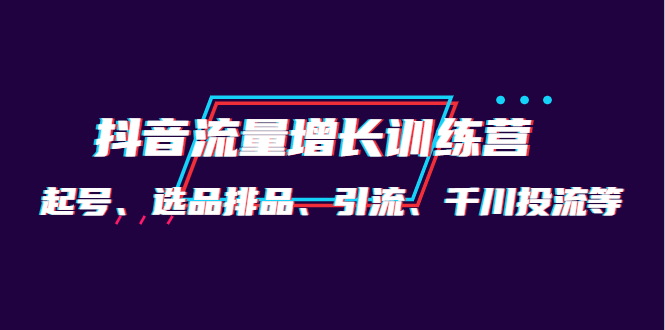 月销1.6亿实操团队·抖音流量增长训练营：起号、选品排品、引流 千川投流等网创吧-网创项目资源站-副业项目-创业项目-搞钱项目搞钱网创吧