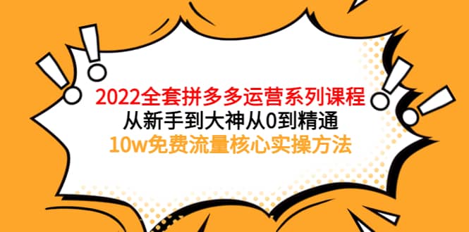 2022全套拼多多运营课程，从新手到大神从0到精通，10w免费流量核心实操方法网创吧-网创项目资源站-副业项目-创业项目-搞钱项目搞钱网创吧