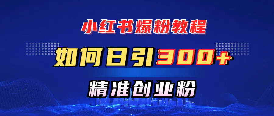 小红书爆粉教程，如何日引300+创业粉，快速实现精准变现！网创吧-网创项目资源站-副业项目-创业项目-搞钱项目搞钱网创吧