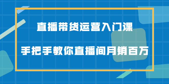 直播带货运营入门课，手把手教你直播间月销百万网创吧-网创项目资源站-副业项目-创业项目-搞钱项目搞钱网创吧