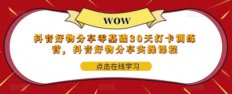 抖音好物分享0基础30天-打卡特训营，抖音好物分享实操课程网创吧-网创项目资源站-副业项目-创业项目-搞钱项目搞钱网创吧