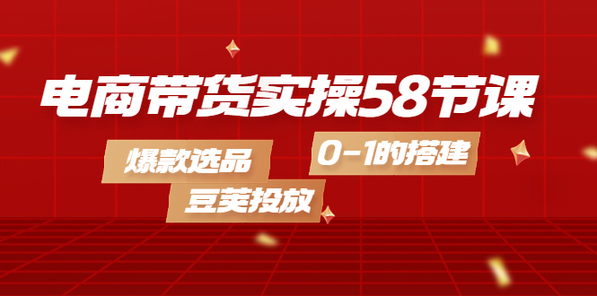 电商带货实操58节课，爆款选品，豆荚投放，0-1的搭建网创吧-网创项目资源站-副业项目-创业项目-搞钱项目搞钱网创吧
