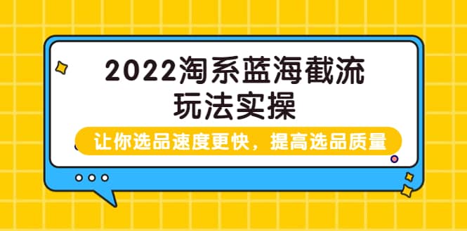 2022淘系蓝海截流玩法实操：让你选品速度更快，提高选品质量（价值599）搞钱网创吧-网创项目资源站-副业项目-创业项目-搞钱项目搞钱网创吧