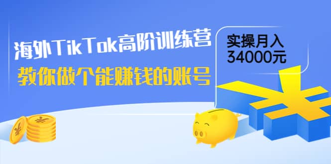 海外TikTok高阶训练营：教你做个能赚钱的账号，实操月入34000元！搞钱网创吧-网创项目资源站-副业项目-创业项目-搞钱项目搞钱网创吧