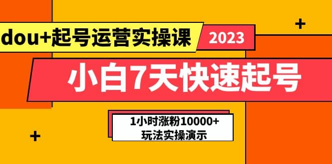 小白7天快速起号：dou+起号运营实操课，实战1小时涨粉10000+玩法演示网创吧-网创项目资源站-副业项目-创业项目-搞钱项目搞钱网创吧