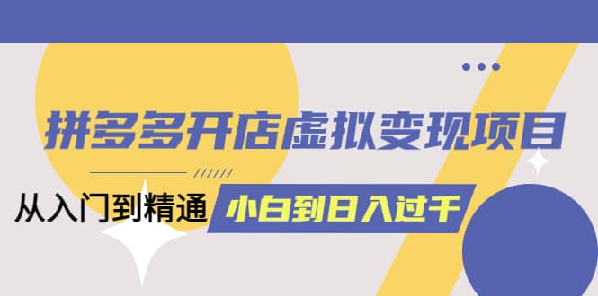 拼多多开店虚拟变现项目：入门到精通 从小白到日入1000（完整版）4月10更新网创吧-网创项目资源站-副业项目-创业项目-搞钱项目搞钱网创吧