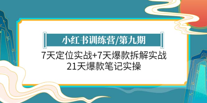 小红书训练营/第九期：7天定位实战+7天爆款拆解实战，21天爆款笔记实操网创吧-网创项目资源站-副业项目-创业项目-搞钱项目搞钱网创吧