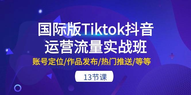 国际版Tiktok抖音运营流量实战班：账号定位/作品发布/热门推送/等等-13节网创吧-网创项目资源站-副业项目-创业项目-搞钱项目搞钱网创吧