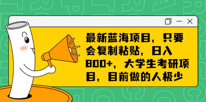 最新蓝海项目，只要会复制粘贴，日入800+，大学生考研项目，目前做的人极少搞钱网创吧-网创项目资源站-副业项目-创业项目-搞钱项目搞钱网创吧