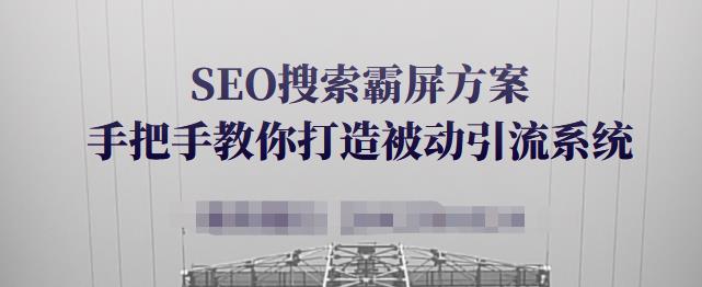 SEO搜索霸屏方案，手把手教你打造被动引流系统【视频课程】网创吧-网创项目资源站-副业项目-创业项目-搞钱项目搞钱网创吧
