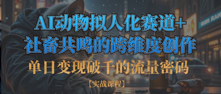 单日变现破千的流量密码,AI动物拟人化赛道+社畜共鸣的跨维度创作网创吧-网创项目资源站-副业项目-创业项目-搞钱项目搞钱网创吧