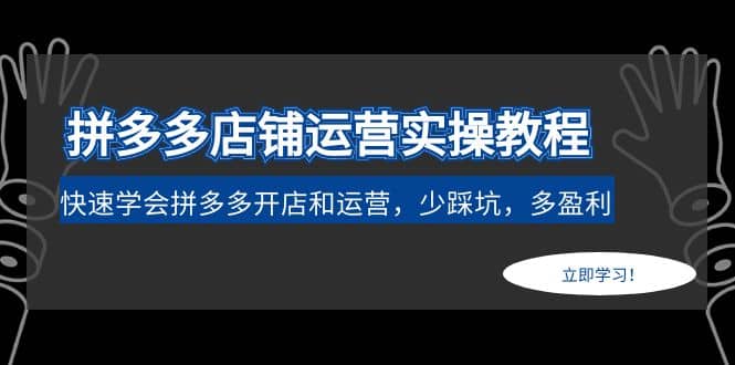拼多多店铺运营实操教程：快速学会拼多多开店和运营，少踩坑，多盈利搞钱网创吧-网创项目资源站-副业项目-创业项目-搞钱项目搞钱网创吧