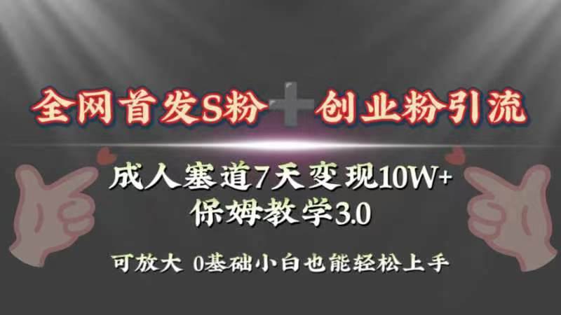全网首发s粉加创业粉引流变现，成人用品赛道7天变现10w+保姆教学3.0网创吧-网创项目资源站-副业项目-创业项目-搞钱项目搞钱网创吧
