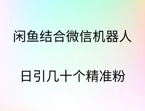 闲鱼结合微信机器人，日引几十个精准粉搞钱网创吧-网创项目资源站-副业项目-创业项目-搞钱项目搞钱网创吧