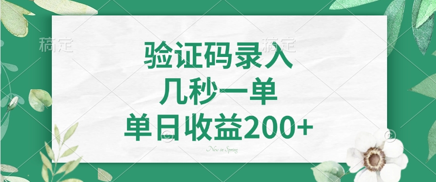 验证码录入，几秒一单，单日收益200+网创吧-网创项目资源站-副业项目-创业项目-搞钱项目搞钱网创吧