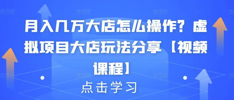月入几万大店怎么操作？虚拟项目大店玩法分享【视频课程】网创吧-网创项目资源站-副业项目-创业项目-搞钱项目搞钱网创吧