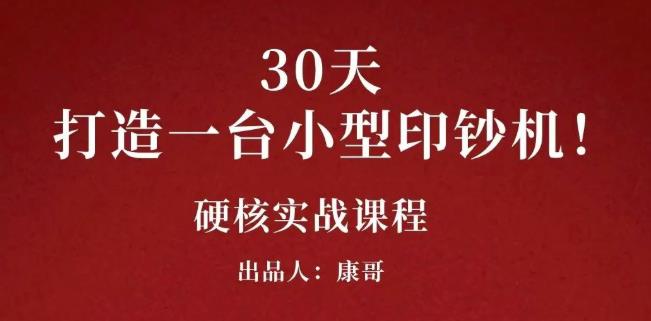 康哥30天打造一台小型印钞机：躺赚30万的项目完整复盘（视频教程）网创吧-网创项目资源站-副业项目-创业项目-搞钱项目搞钱网创吧