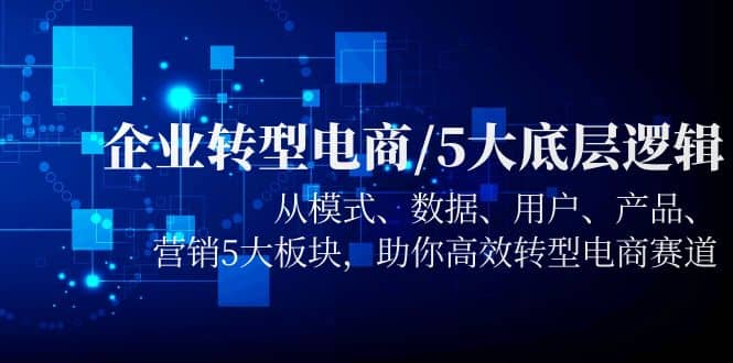 企业转型电商/5大底层逻辑，从模式 数据 用户 产品 营销5大板块，高效转型网创吧-网创项目资源站-副业项目-创业项目-搞钱项目搞钱网创吧