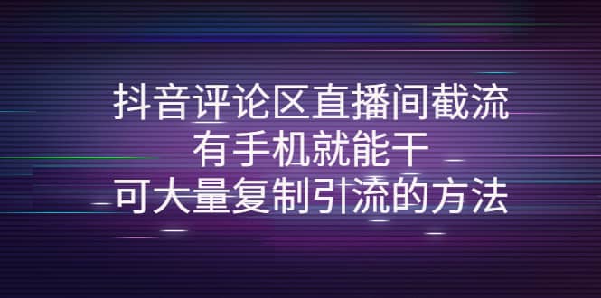 抖音评论区直播间截流，有手机就能干，可大量复制引流的方法网创吧-网创项目资源站-副业项目-创业项目-搞钱项目搞钱网创吧
