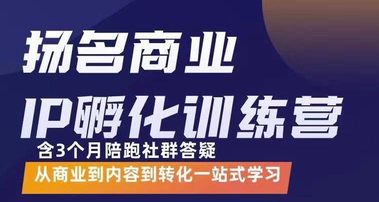 杨名商业IP孵化训练营，从商业到内容到转化一站式学 价值5980元网创吧-网创项目资源站-副业项目-创业项目-搞钱项目搞钱网创吧