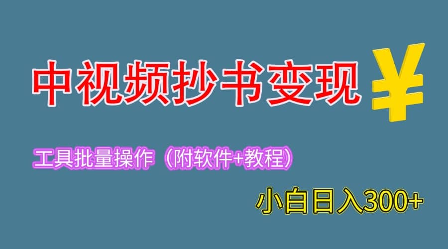 2023中视频抄书变现（附工具+教程），一天300+，特别适合新手操作的副业网创吧-网创项目资源站-副业项目-创业项目-搞钱项目搞钱网创吧