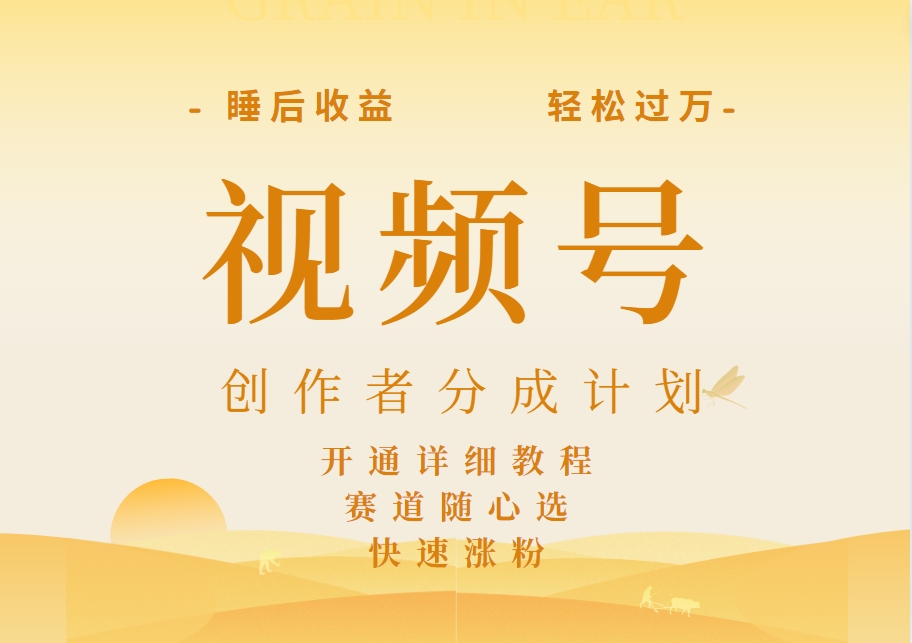 详解视频号创作者分成计划，暴力起号，可同步多平台，实现睡后收入2W+，看懂即可操作！搞钱网创吧-网创项目资源站-副业项目-创业项目-搞钱项目搞钱网创吧