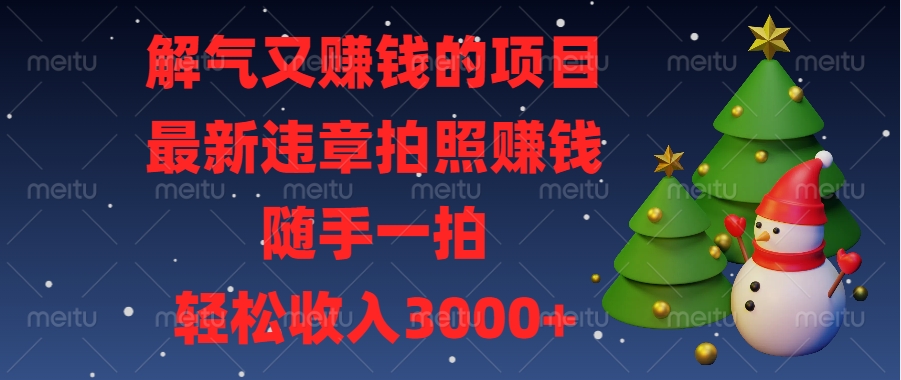 解气又赚钱的项目，最新违章拍照赚钱，随手一拍，轻松收入3000+网创吧-网创项目资源站-副业项目-创业项目-搞钱项目搞钱网创吧