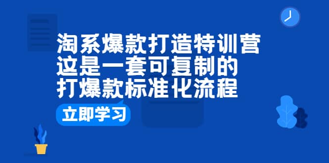 淘系爆款打造特训营：这是一套可复制的打爆款标准化流程网创吧-网创项目资源站-副业项目-创业项目-搞钱项目搞钱网创吧