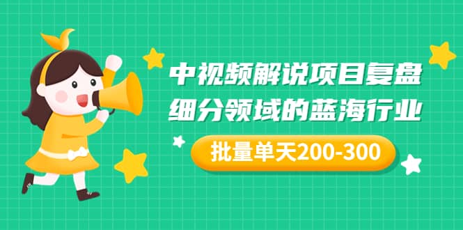 某付费文章：中视频解说项目复盘：细分领域的蓝海行业 批量单天200-300收益网创吧-网创项目资源站-副业项目-创业项目-搞钱项目搞钱网创吧