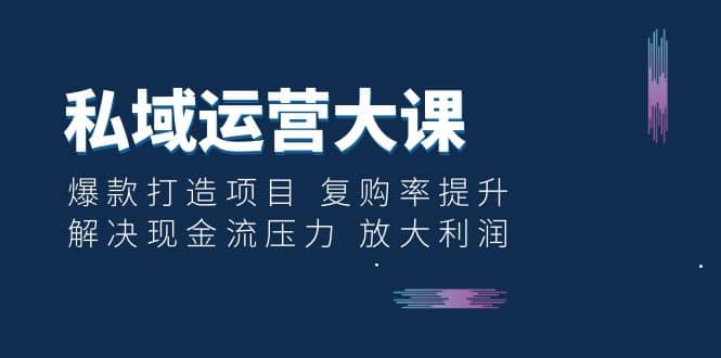私域运营大课：爆款打造项目 复购率提升 解决现金流压力 放大利润网创吧-网创项目资源站-副业项目-创业项目-搞钱项目搞钱网创吧