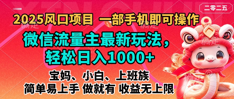 2025蓝海风口项目，微信流量主最新玩法，轻松日入1000+，简单易上手，做就有 收益无上限搞钱网创吧-网创项目资源站-副业项目-创业项目-搞钱项目搞钱网创吧
