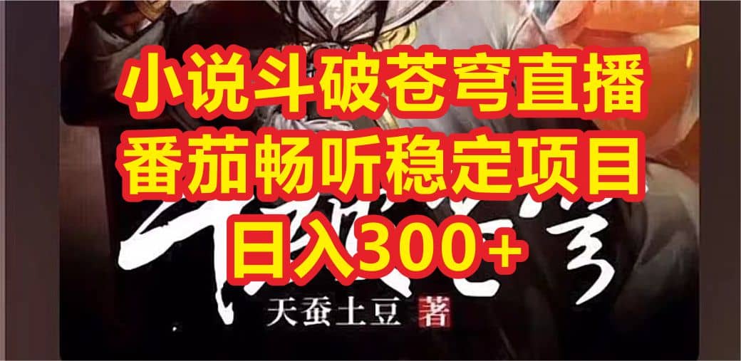 小说斗破苍穹直播，番茄畅听日入300+稳定项目搞钱网创吧-网创项目资源站-副业项目-创业项目-搞钱项目搞钱网创吧