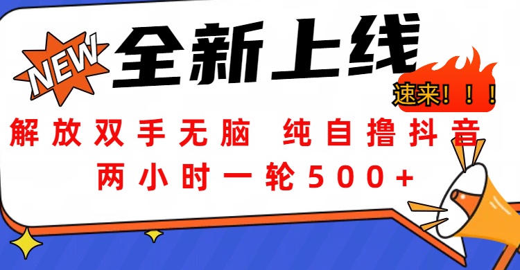 解放双手无脑 纯自撸抖音 两小时一轮500+网创吧-网创项目资源站-副业项目-创业项目-搞钱项目搞钱网创吧