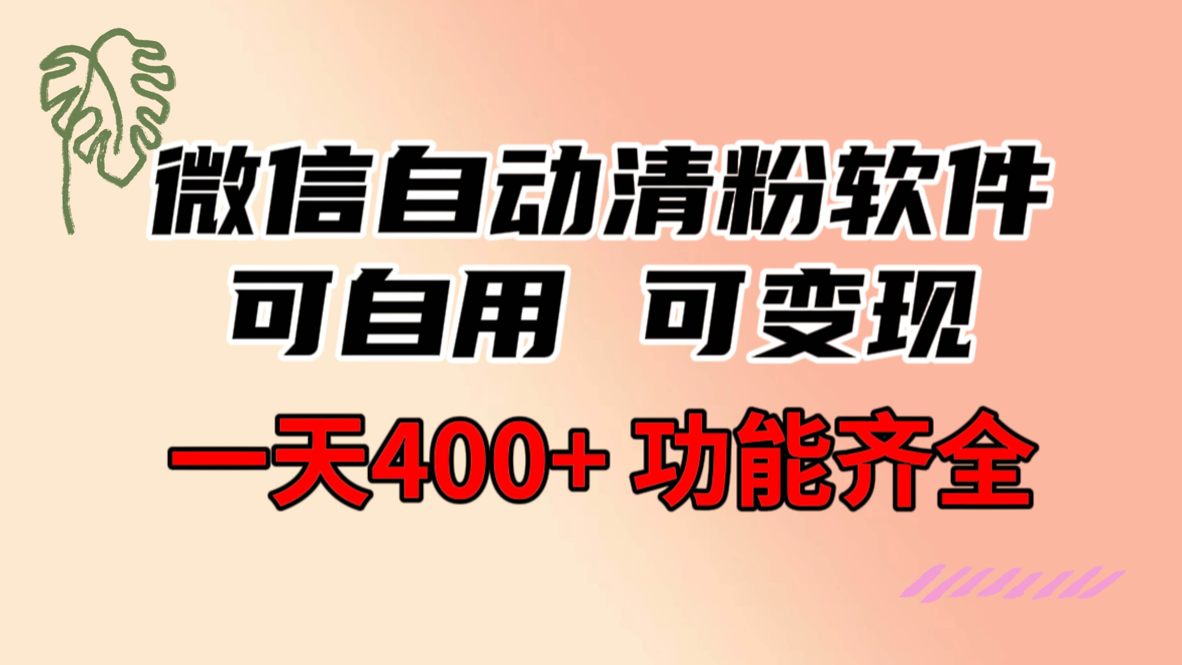 功能齐全的微信自动清粉软件，可自用可变现，一天400+，0成本免费分享网创吧-网创项目资源站-副业项目-创业项目-搞钱项目搞钱网创吧