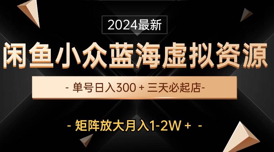最新闲鱼小众蓝海虚拟资源，单号日入300＋，三天必起店，矩阵放大月入1-2W网创吧-网创项目资源站-副业项目-创业项目-搞钱项目搞钱网创吧