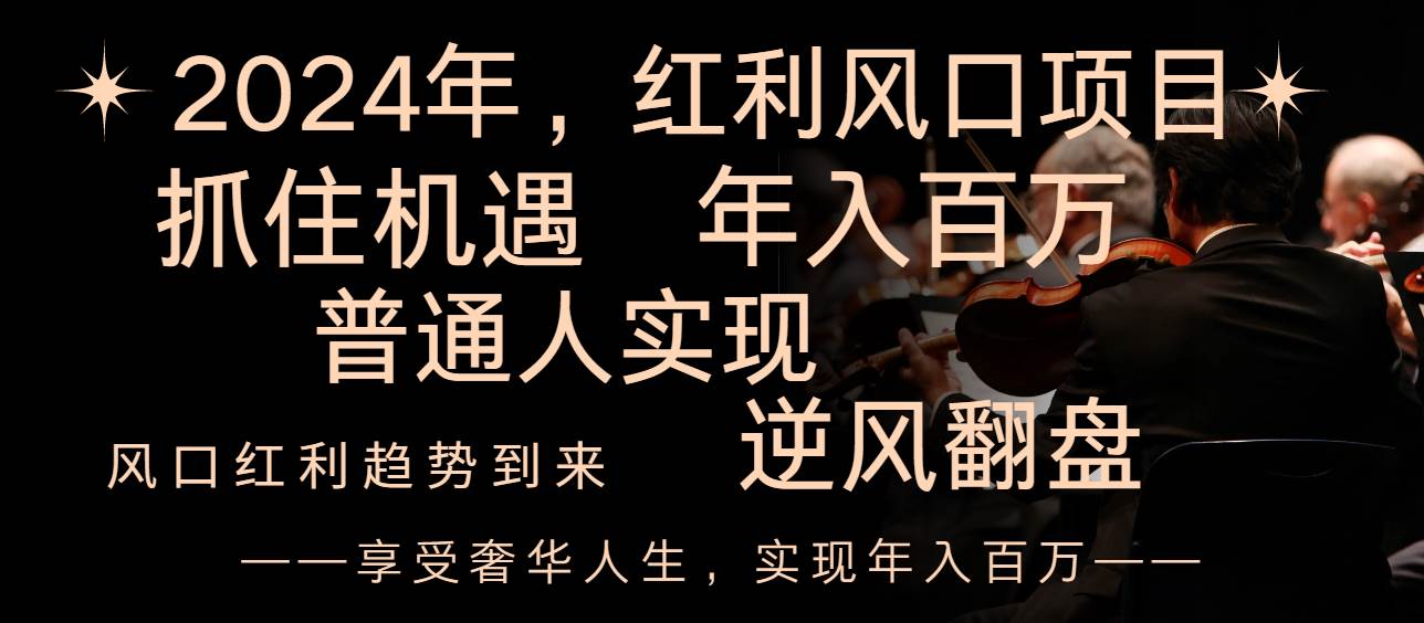 2024红利风口项目来袭，享受第一波红利，逆风翻盘普通人也能实现，年入百万搞钱网创吧-网创项目资源站-副业项目-创业项目-搞钱项目搞钱网创吧