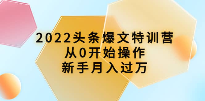 2022头条爆文特训营：从0开始操作，新手月入过万（16节课时）网创吧-网创项目资源站-副业项目-创业项目-搞钱项目搞钱网创吧