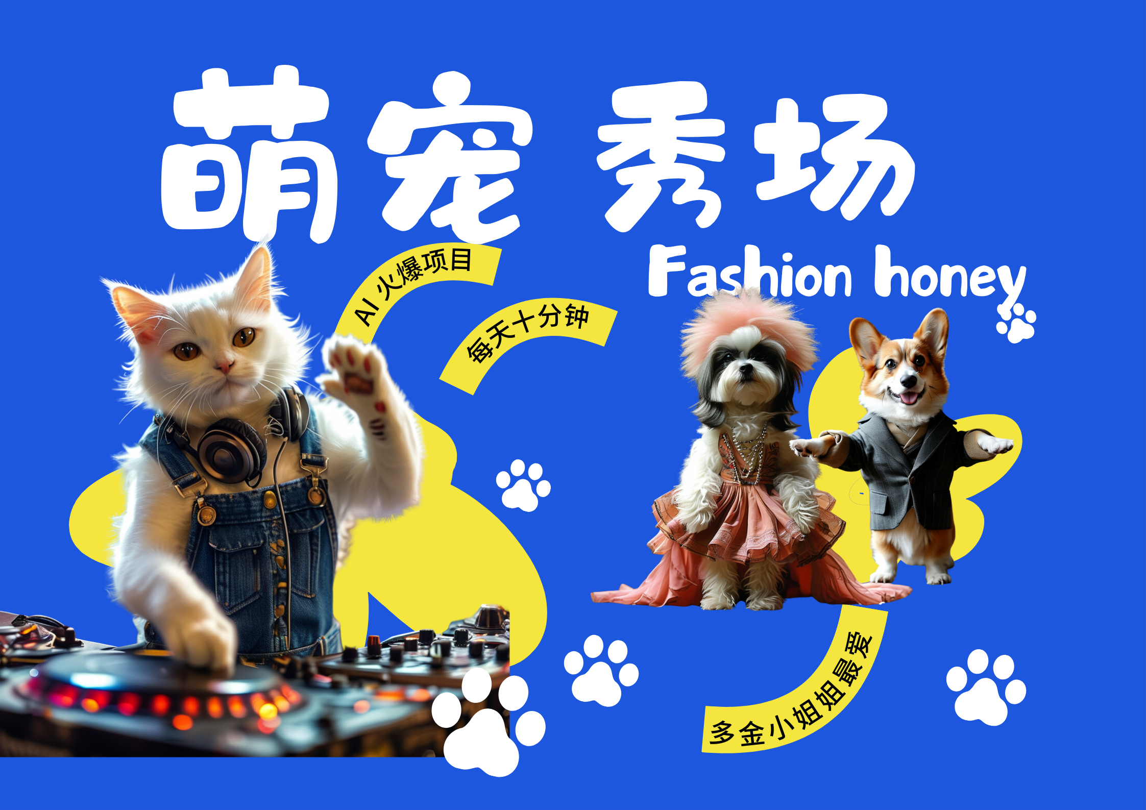 酷飒动物跳舞走秀  时尚喵FASHION汪 多金小姐姐最爱的 轻松月入破万搞钱网创吧-网创项目资源站-副业项目-创业项目-搞钱项目搞钱网创吧