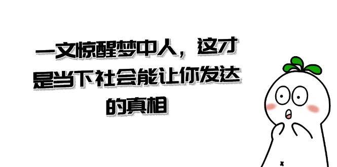 某公众号付费文章《一文 惊醒梦中人，这才是当下社会能让你发达的真相》搞钱网创吧-网创项目资源站-副业项目-创业项目-搞钱项目搞钱网创吧