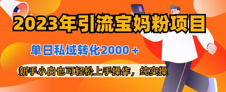2023年引流宝妈粉项目，单日私域转化2000＋，新手小白也可轻松上手操作，纯实操搞钱网创吧-网创项目资源站-副业项目-创业项目-搞钱项目搞钱网创吧