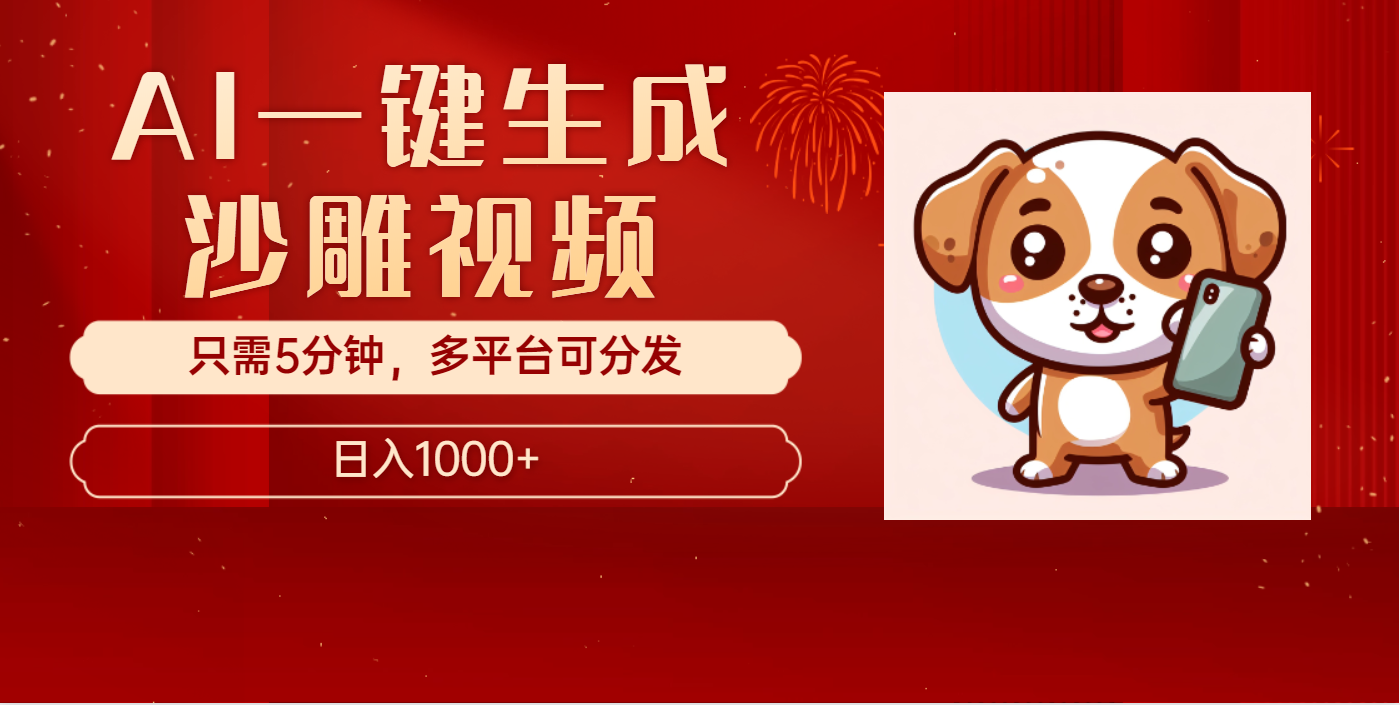 AI一键生成沙雕视频，一条视频千万播放，轻松日入1000+网创吧-网创项目资源站-副业项目-创业项目-搞钱项目搞钱网创吧