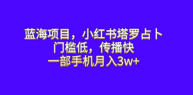 蓝海项目，小红书塔罗占卜，门槛低，传播快，一部手机月入3w+搞钱网创吧-网创项目资源站-副业项目-创业项目-搞钱项目搞钱网创吧