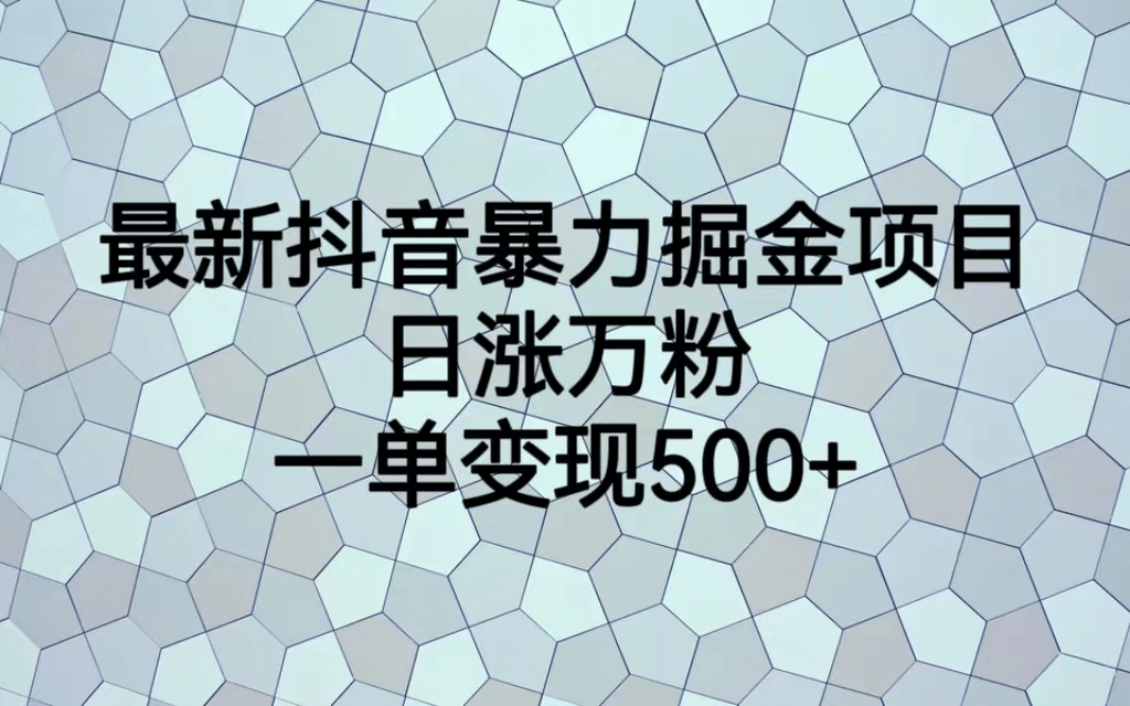 最火热的抖音暴力掘金项目，日涨万粉，多种变现方式，一单变现可达500+搞钱网创吧-网创项目资源站-副业项目-创业项目-搞钱项目搞钱网创吧